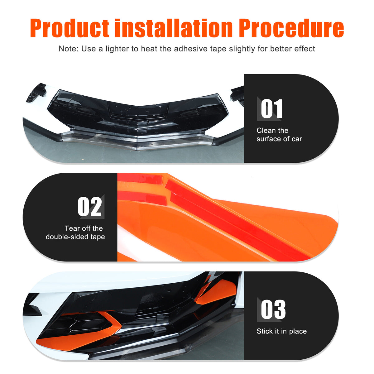 Orange ABS Front Grille Trim Frame Cover For Corvette C8 2020+ US 21