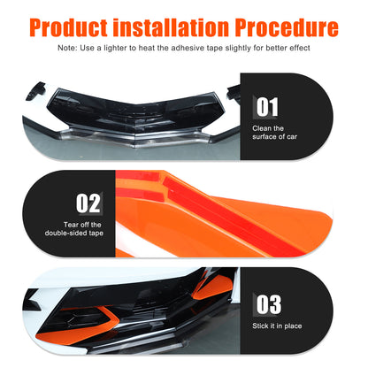 Orange ABS Front Grille Trim Frame Cover For Corvette C8 2020+ US 21