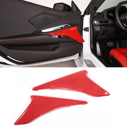 Red ABS Interior Door Panel Decor Cover Trim For Corvette C8 2020-2026 2