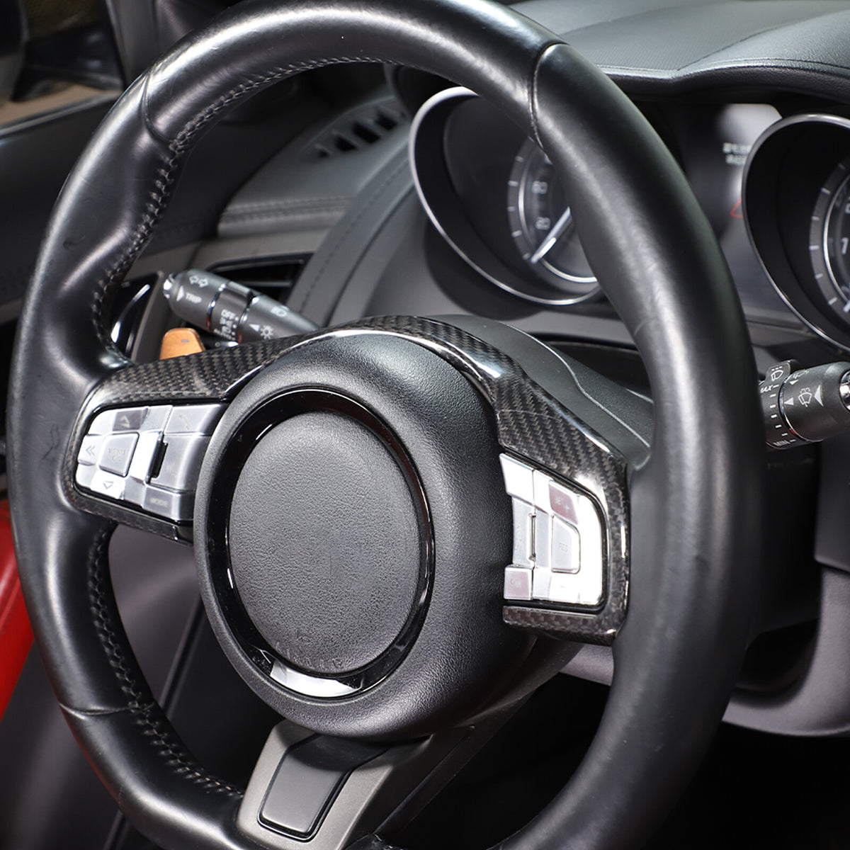 For Jaguar F-Type Carbon Fiber Steering Wheel Button Frame Cover Trim 2015-2021 7
