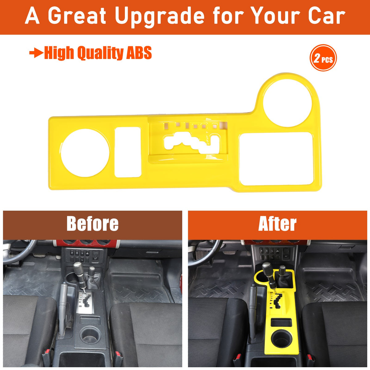 Yellow ABS Shift Panel Frame For Toyota FJ Cruiser 2007-2021 22