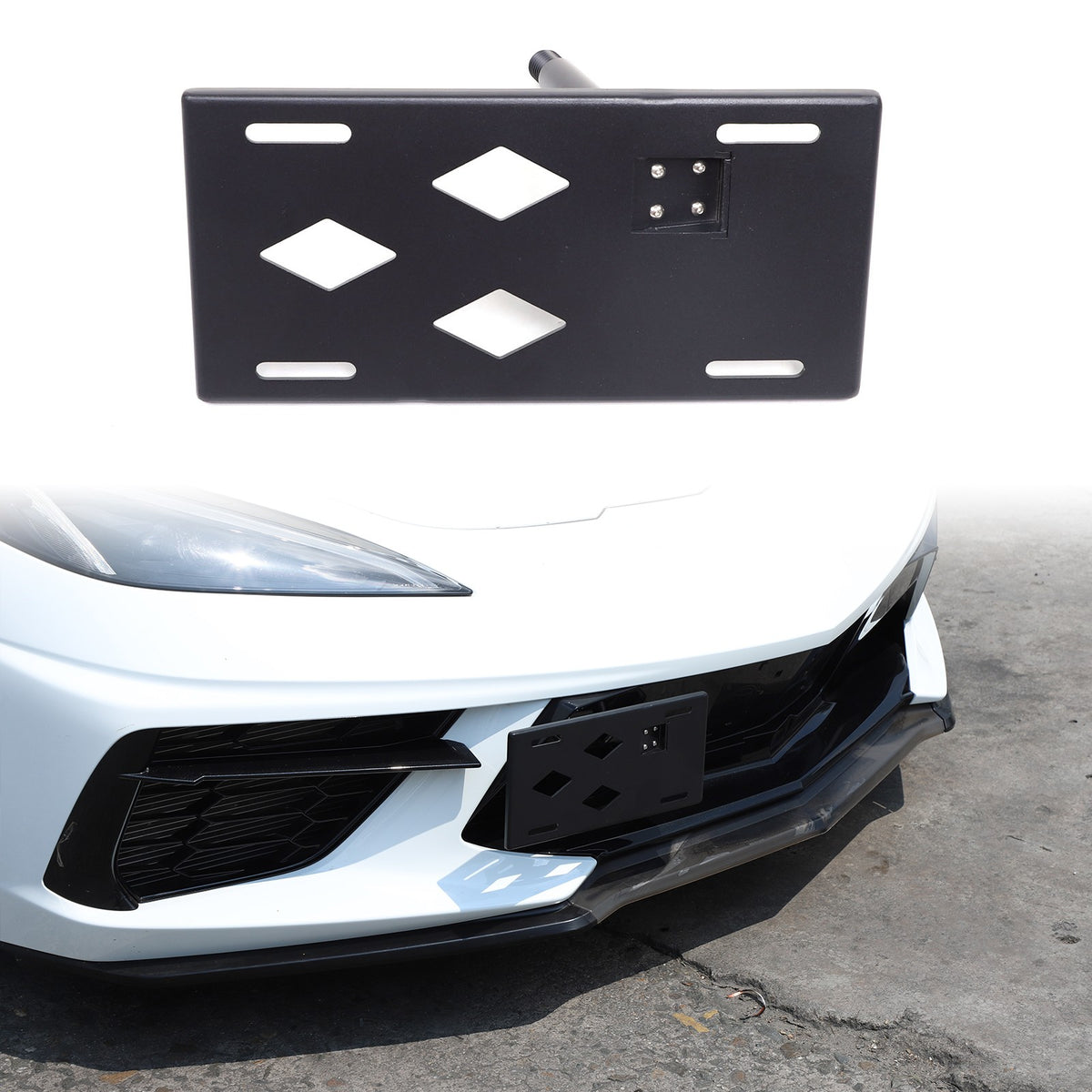 Front License Plate Side Mount Bracket US Version For Corvette C8 2020+ 1