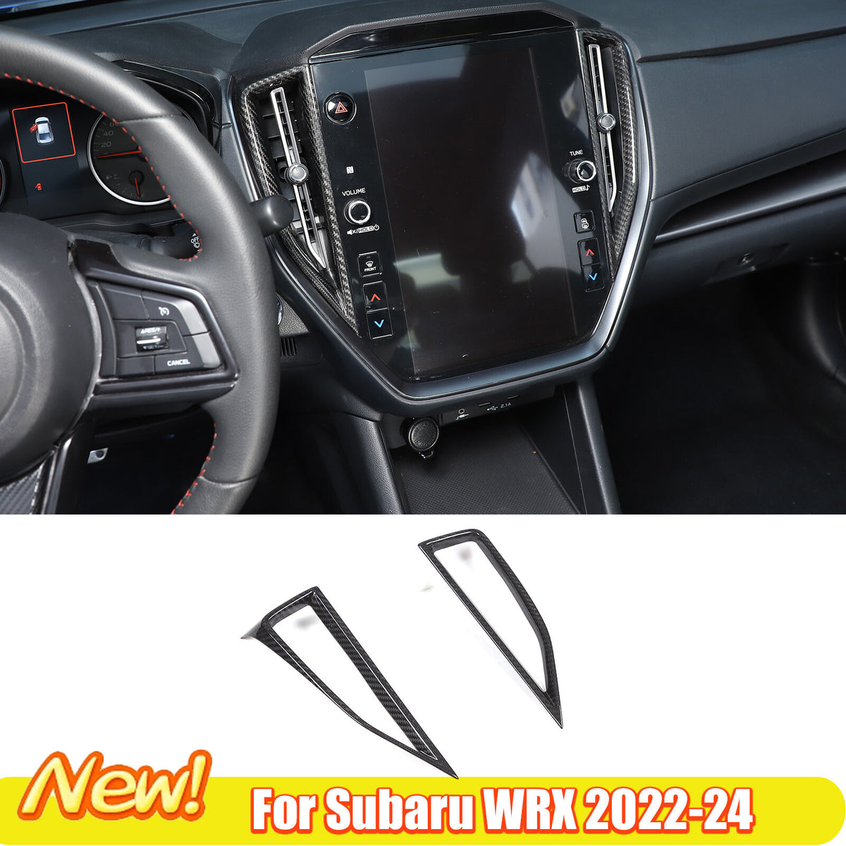 Real Carbon Fiber Interior Center Air Vent Cover Trim For Subaru WRX VB 22-24 1