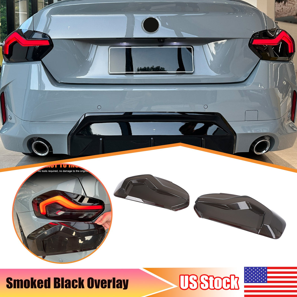 Smoked Blackout Tail Light Cover Overlay For BMW 2 Series G42/M2/G87/M240i 22+ 1