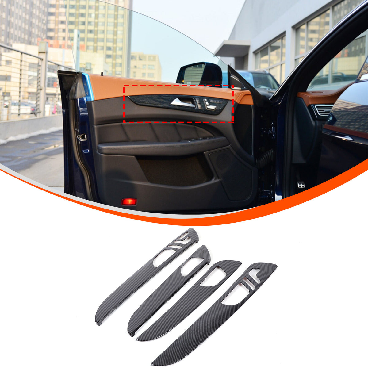 ABS Carbon Fiber Interior door Panel Trim For Benz GLE GLS ML GL W166 2013-19 4