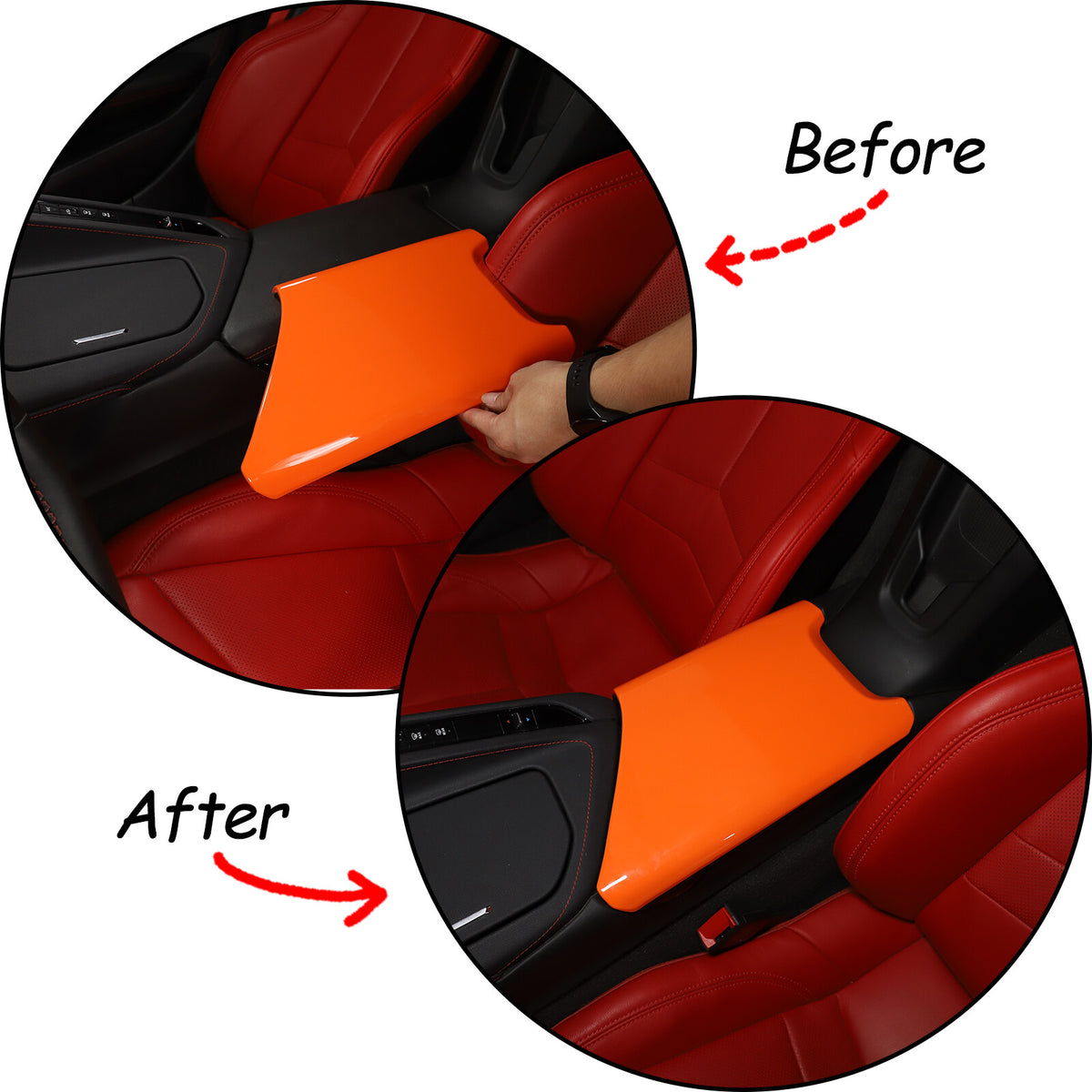 Orange ABS Center Console Armrest Box Panel Cover For Corvette C8 2020-2026 US 16