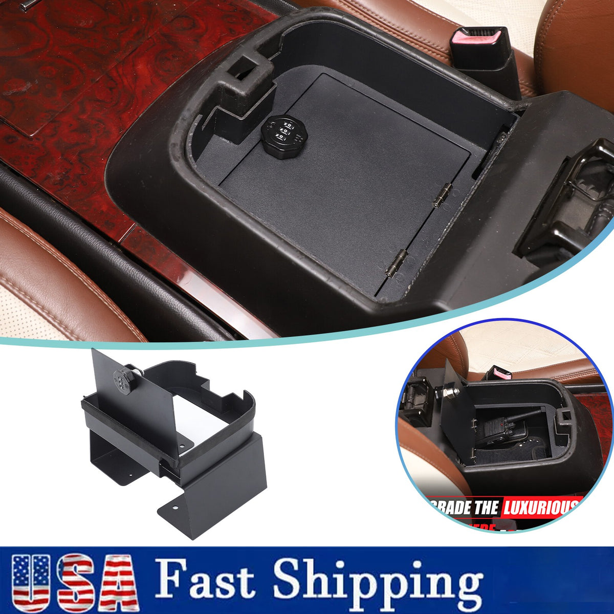 Alloy Center Console Armrest Safe Box Tray For Cadillac Escalade 2007-2014 US 1