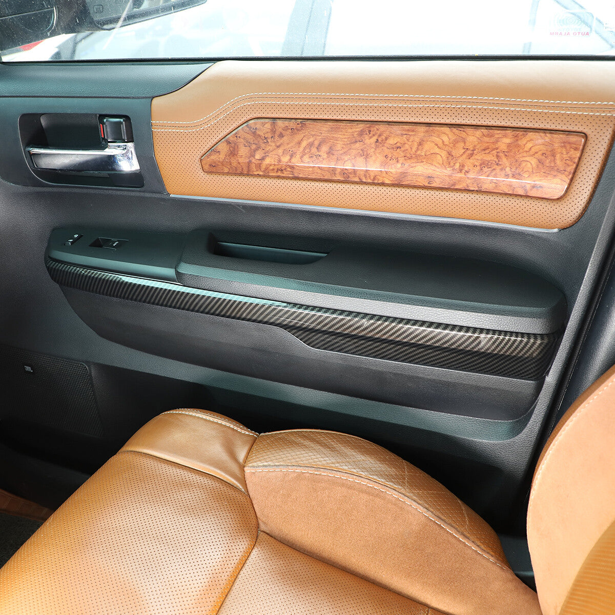 Carbon fiber Color Door Armrest Panel Trim For Toyota Tundra Crew Cab 14-20 5