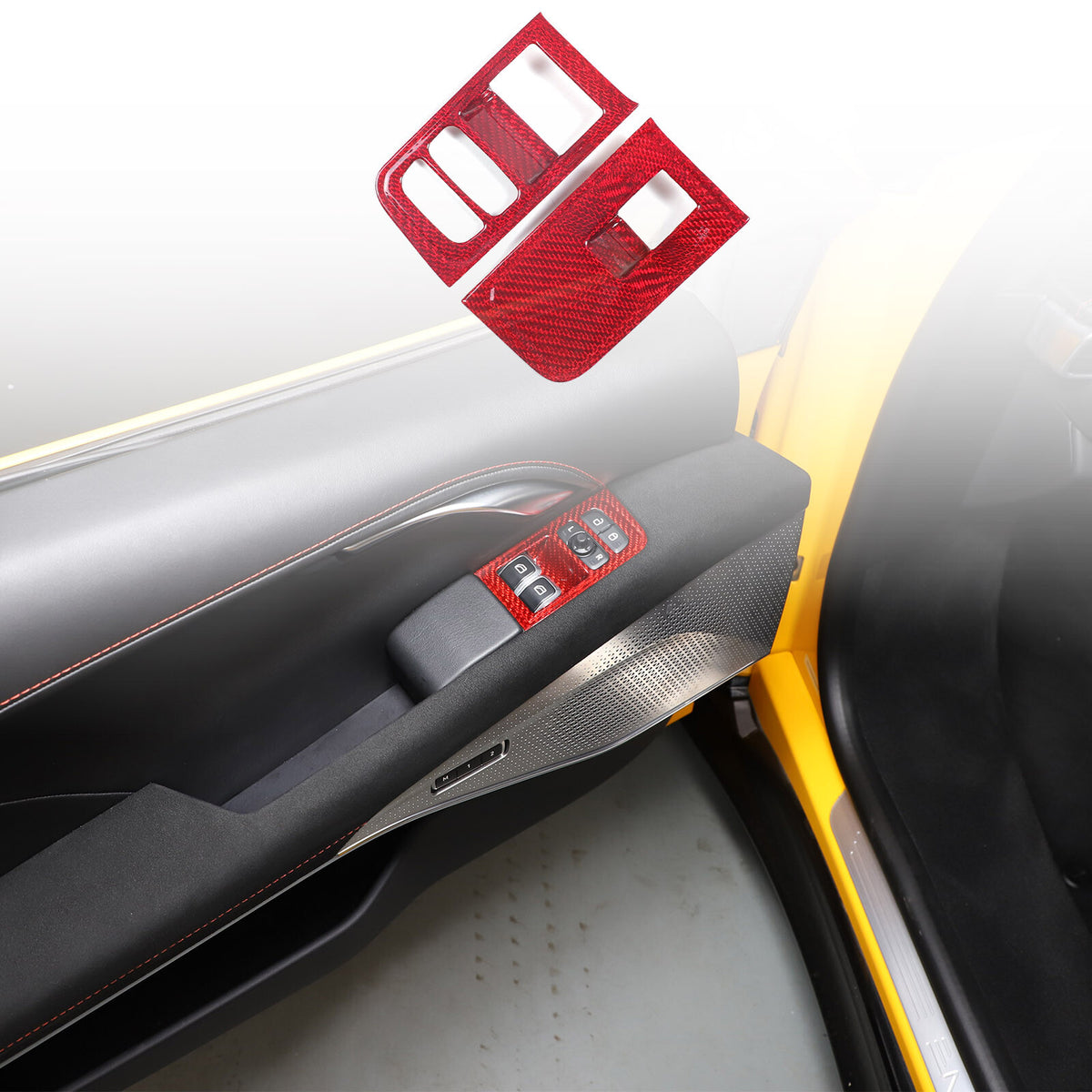 Red Real Carbon fiber Window Lift Switch Button Trim For Lotus EMIRA 2021-2025 16