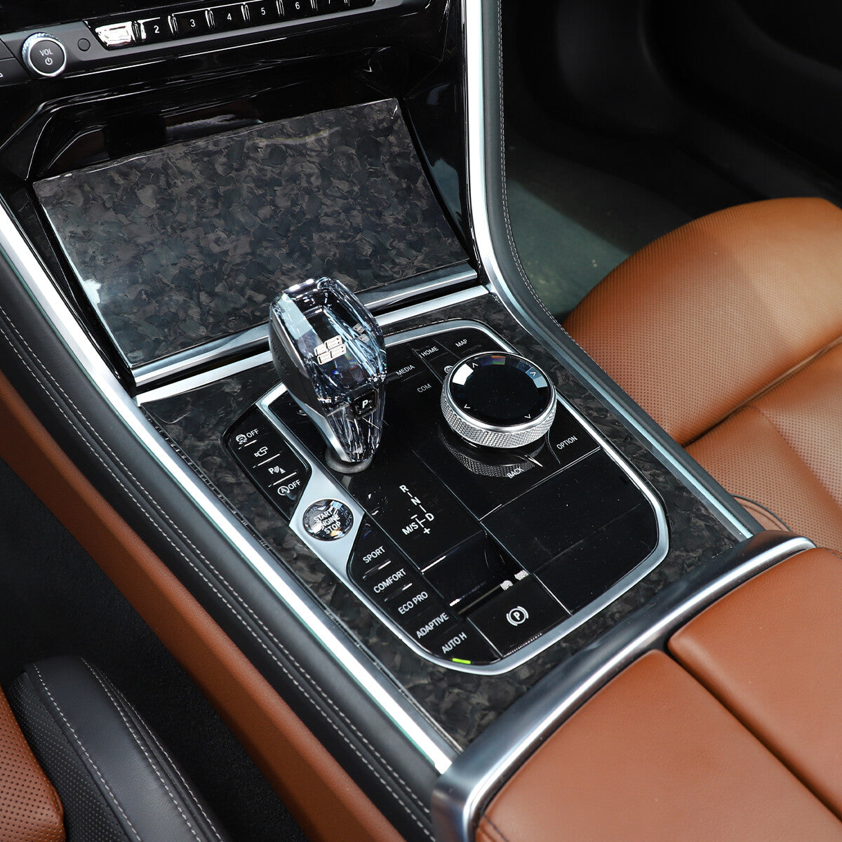 Forged Carbon Fiber Car Gear Shift Panel Decor Cover Trim For BMW 8 Series 19-22 3