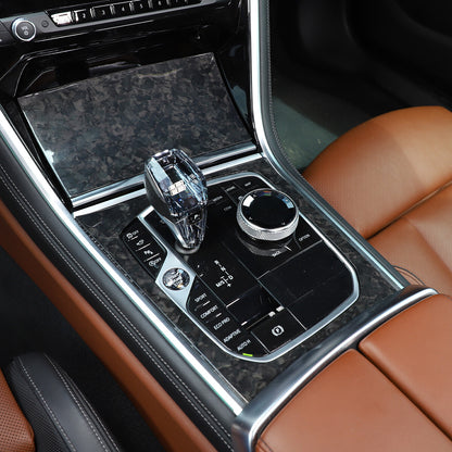 Forged Carbon Fiber Car Gear Shift Panel Decor Cover Trim For BMW 8 Series 19-22 3