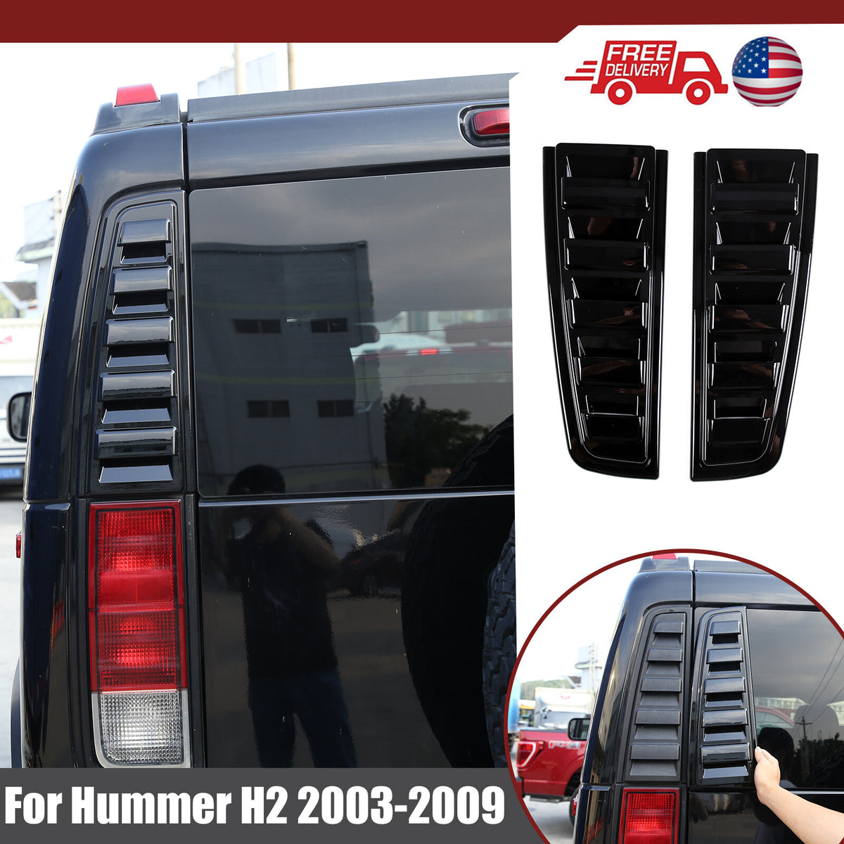 Tail Light Rear Glossy Black Vent Trim Bezel Cover Upper For Hummer H2 2003-2009 1
