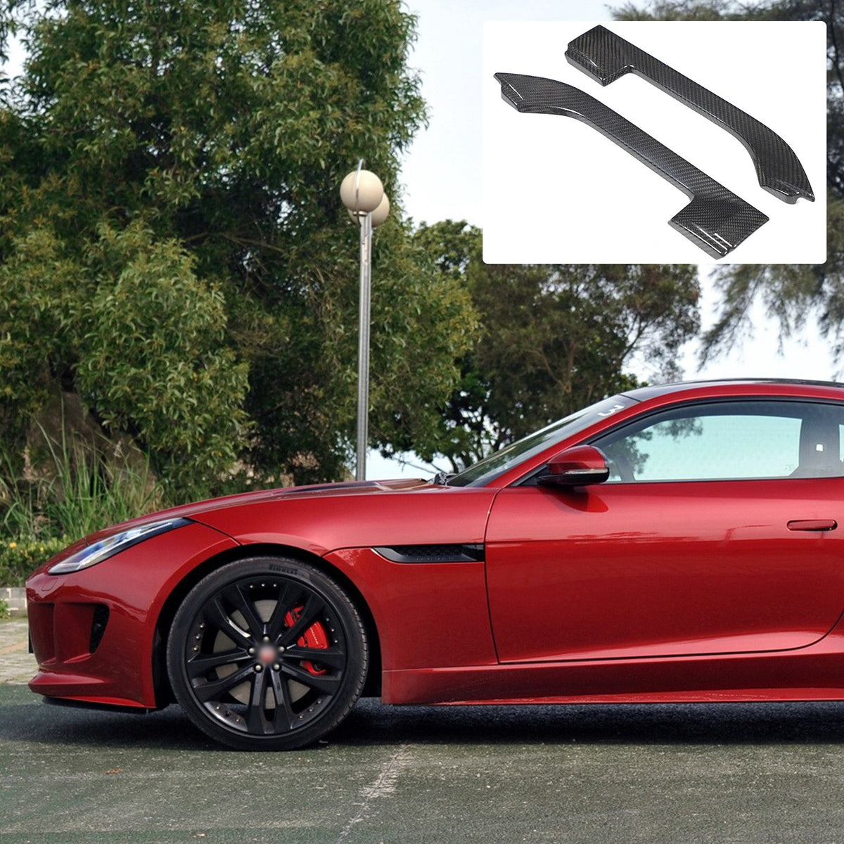 Real Carbon Fiber Fender Air Vent Frame Trim For Jaguar F-TYPE X152 2013-2020 1