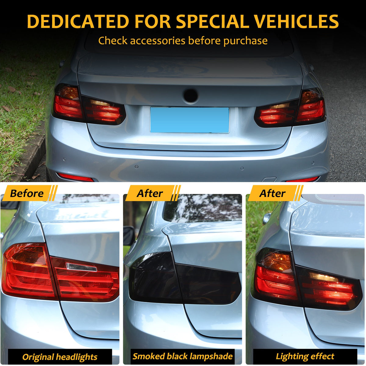 Smoked Black Rear Tail Light Cover Trim For BMW 3 Series F30 F35 /BMW M3 F80 23