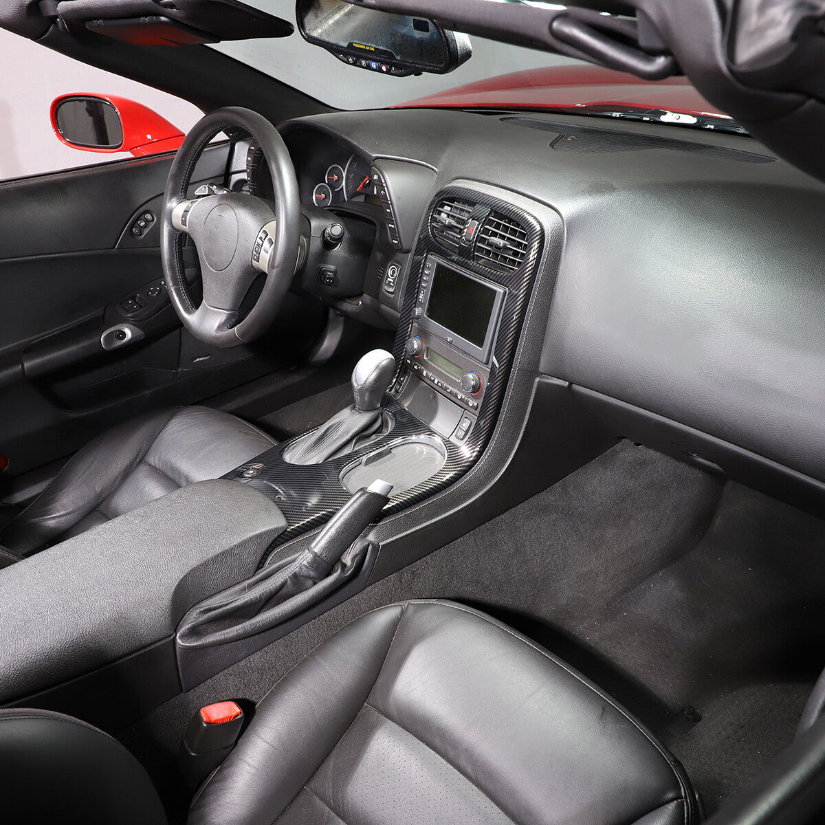 Carbon Fiber ABS Center Console Gear Shift Panel Cover For 2005-2013 Corvette C6 24