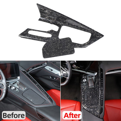 Forged Real Carbon Fiber Center Gear Shift Panel Trim For Corvette C8 2020+ 24