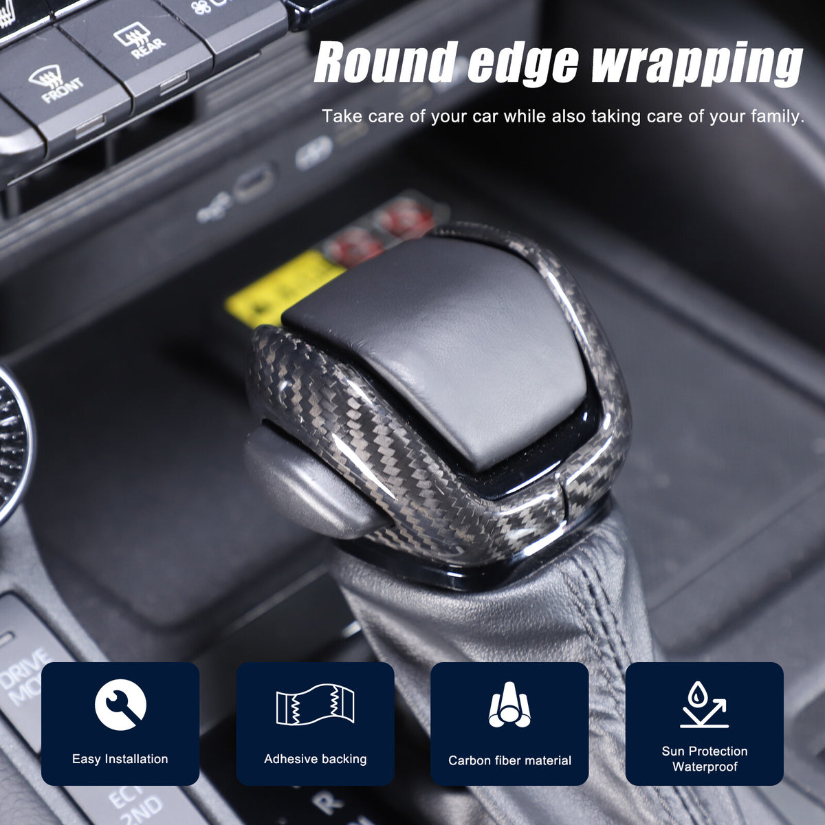 Real Carbon Fiber Center Gear Shift Knob Trim For Toyota Land Cruiser LC250 24+ 5
