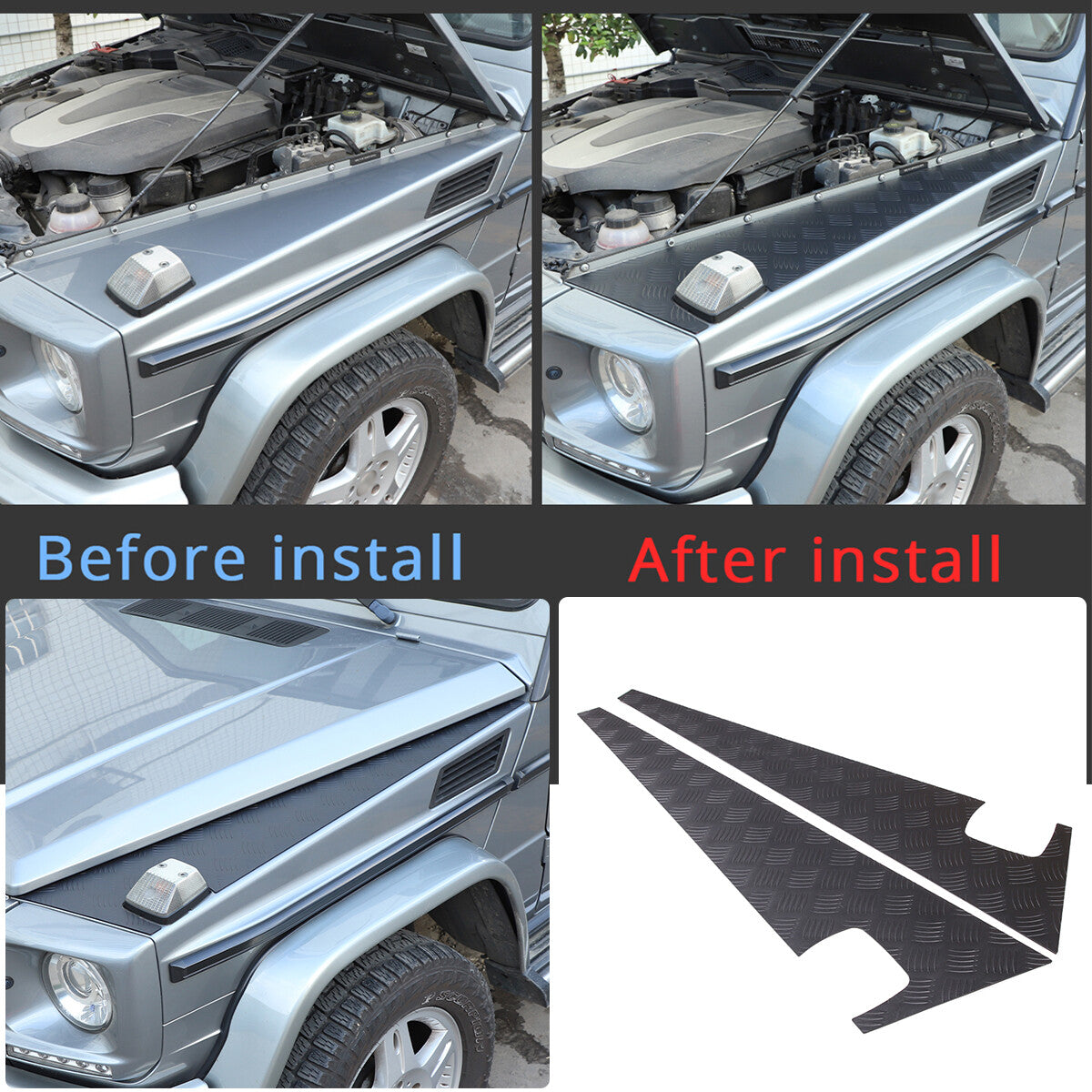 Car Front Engine Hood Side Trim Decorative Cover For Benz G-Class W463 2004-18 2