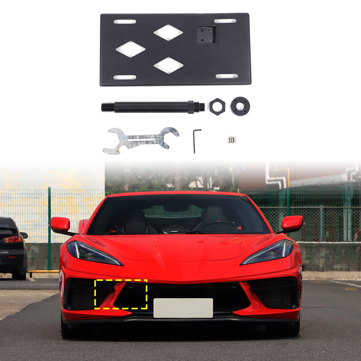 Aluminum Alloy Exterior Hood Engine License Plate Trim For Corvette C8 2020+ US - Variants 11-15 48