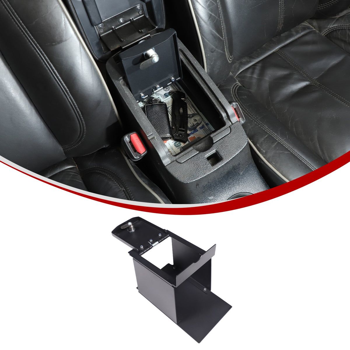Steel Center Console Safe GUN Storage Lock Box W/ Tray For Hummer H3 2005-2009 15