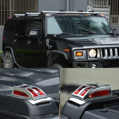 ABS Silver Front & Rear Roof Light Guard Cover Trim Set For Hummer H2 2003-09 US 23
