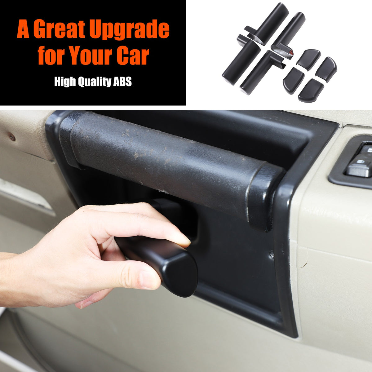 Matte Black ABS Interior Door Handle Cover Trim For Hummer H2 2003-2007 10