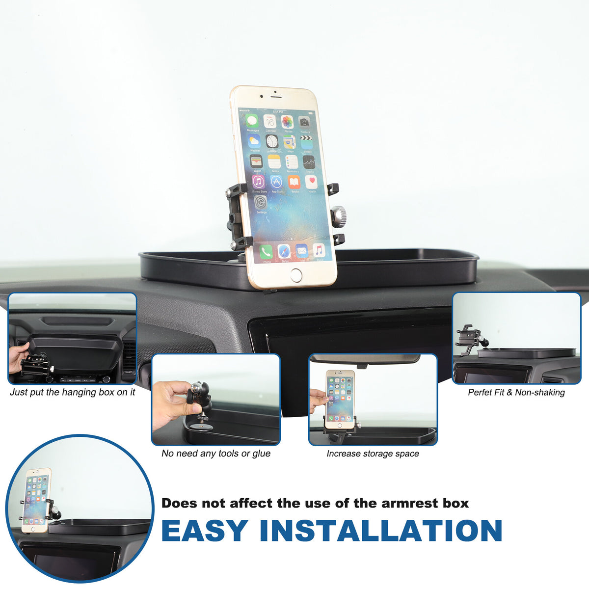 Off-road Dashboard Storage Tray Box Phone Holder For Nissan Frontier D41 2022-24 21