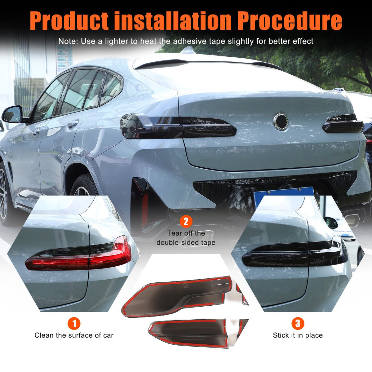 Smoked Black Rear Tail Light Guard Cover Trim Bezels For BMW X4 X4M G02 F98 19+ 21