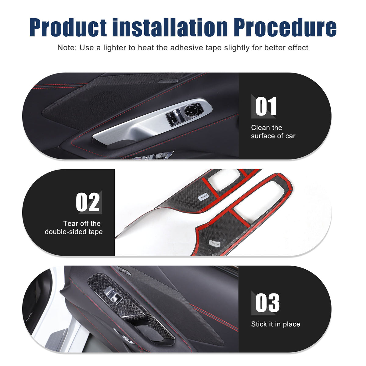 Real Carbon Fiber Window Lift Button Frame Trim For Corvette C8 Coup 2020-2026 10