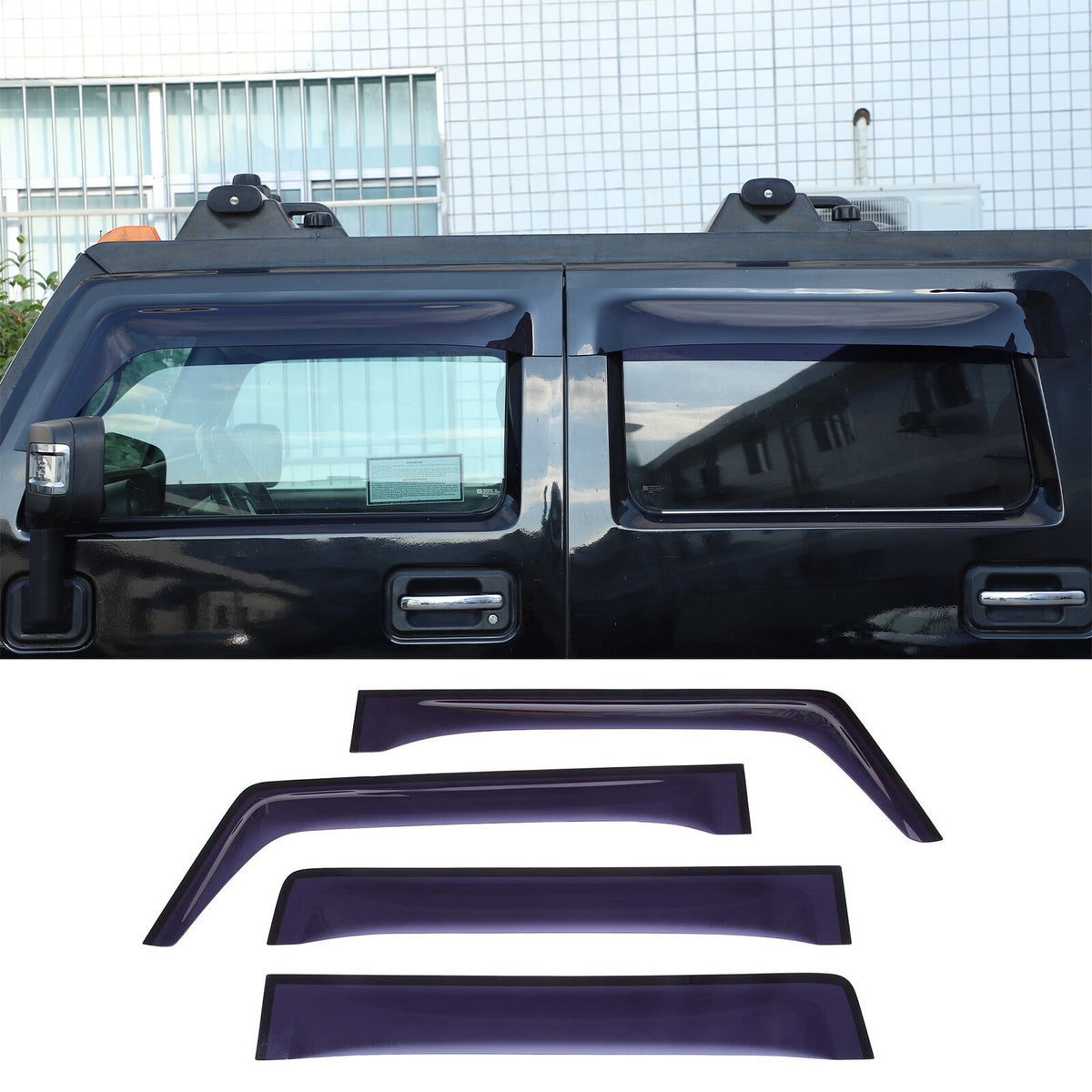 ABS Window Visor Sun Rain Guard Weather Shield For Hummer H2 1