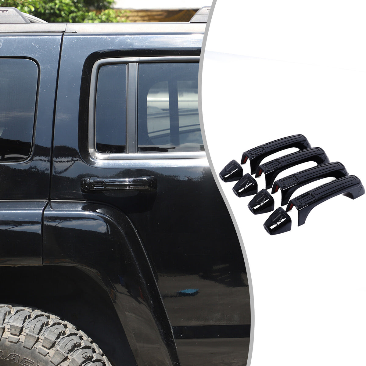 Mecha Glossy Piano Black Exterior Door Handle Cover for Hummer H3 2005-09 US 22