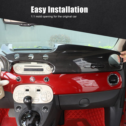 Real Carbon Fiber Dashboard Panel Trim Cover For Fiat 500 312 2007-2015 8