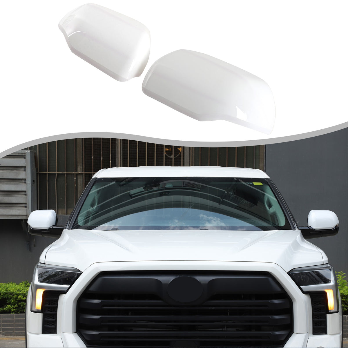 White ABS Exterior Rearview Mirror Cover Trim For Toyota Tundra/Sequoia 2022+ US 12