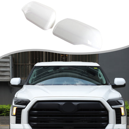 White ABS Exterior Rearview Mirror Cover Trim For Toyota Tundra/Sequoia 2022+ US 12