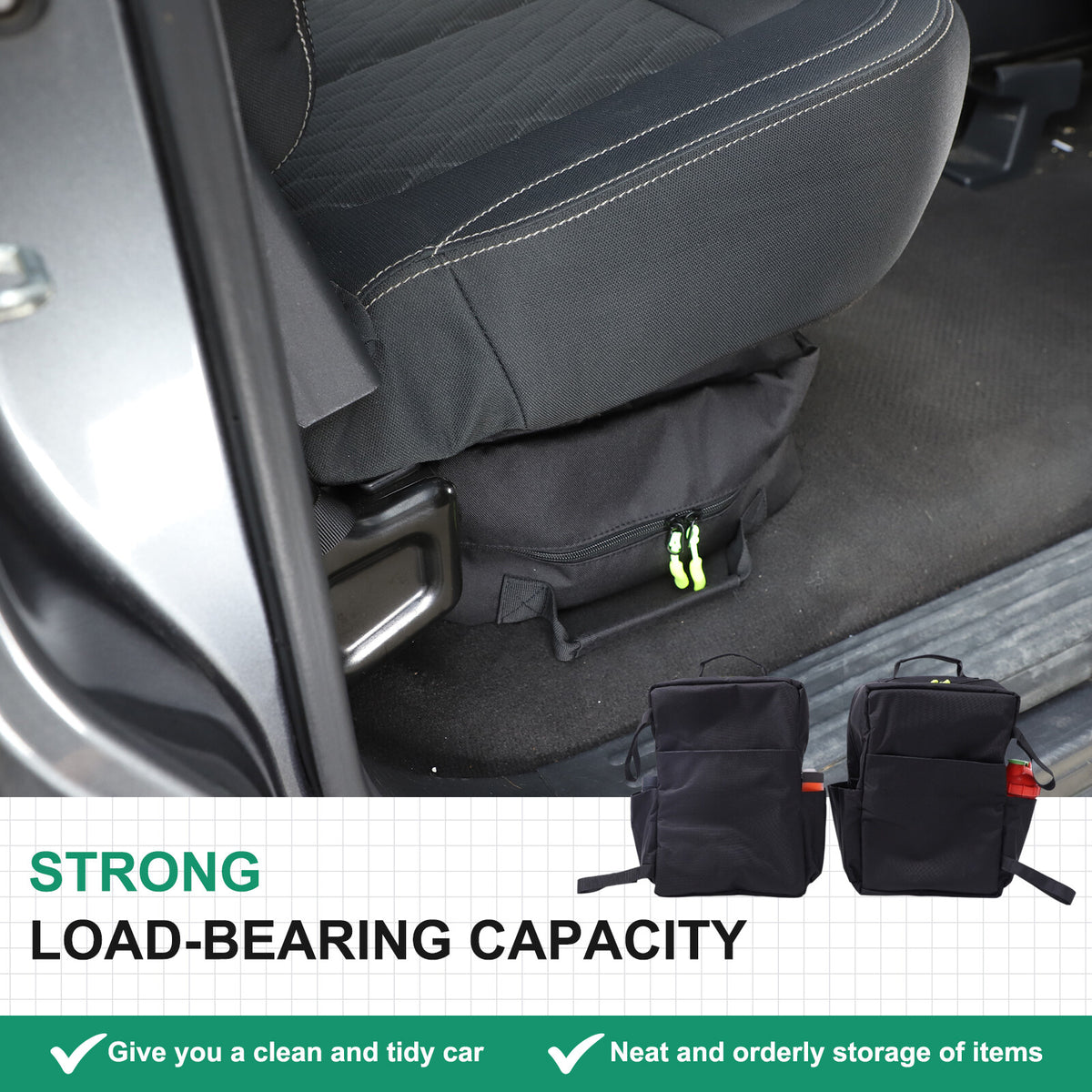 Black Underseat Organizer Tool Pockets Storage Bag for Nissan Titan 2016-2023 2