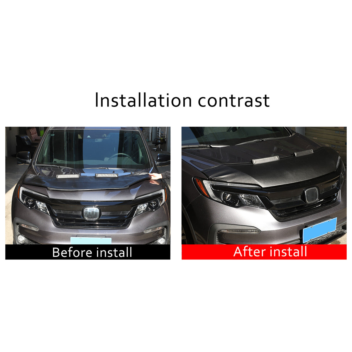 Black Car Bonnet Hood Bra Protector Mask Cover For Honda Pilot 2015-2022 US 14