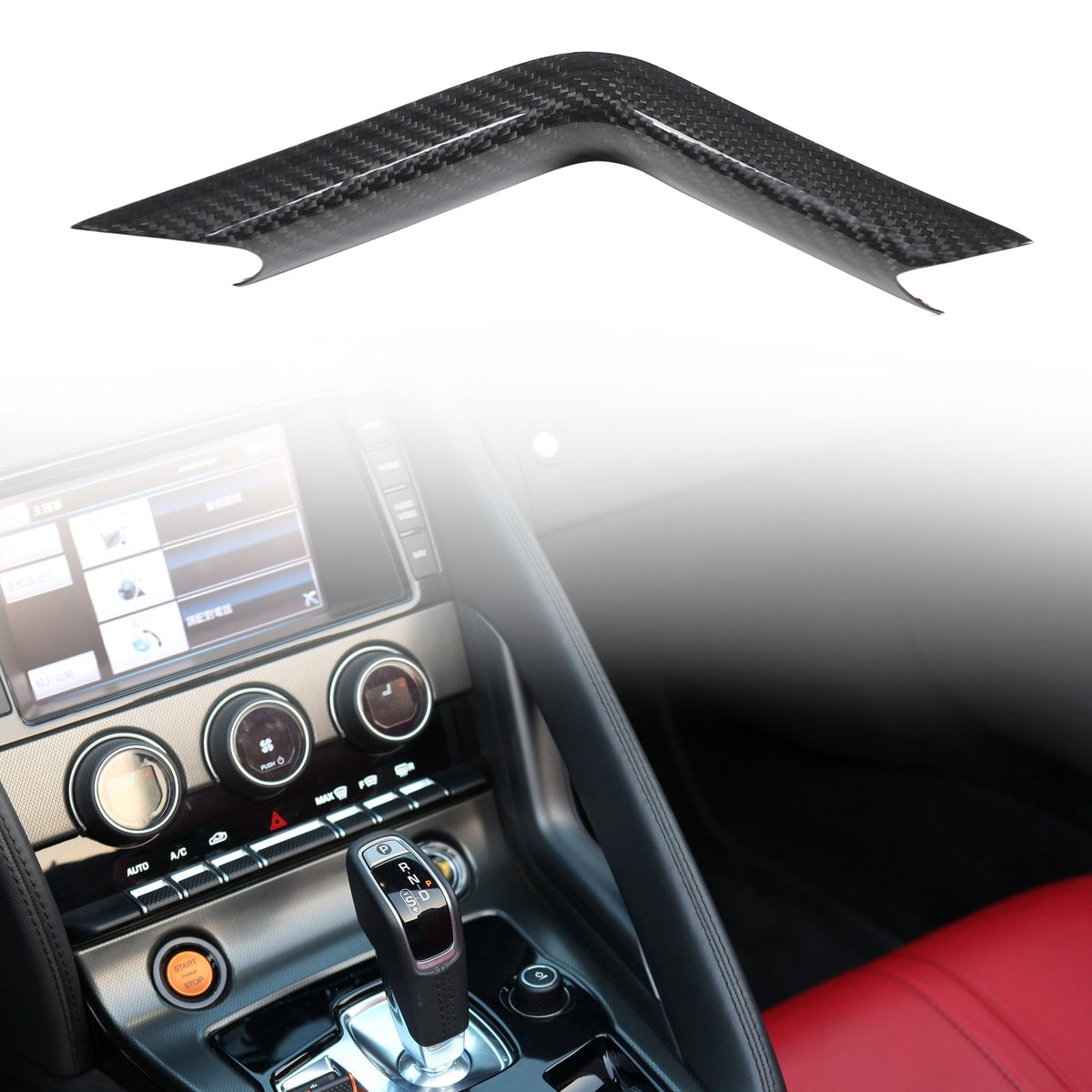 Real Carbon Fiber Right L-Shaped Gear Shift Trim For Jaguar F-Type X152 2013+ 8