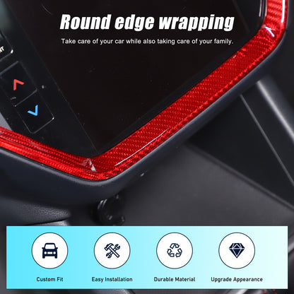 Red Real Carbon Fiber Navigation Screen Frame Trim For Subaru WRX VB MT 2022+ 15