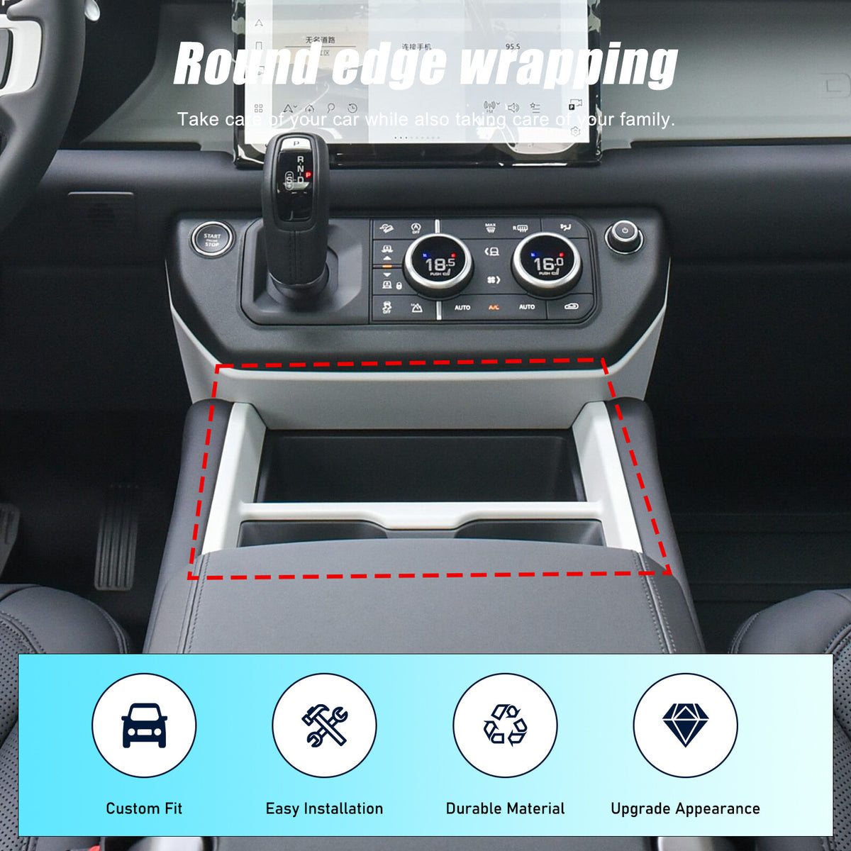 Matte Real Carbon Fiber Center Console Gear Shift Trim For LR Defender L663 25+ 14