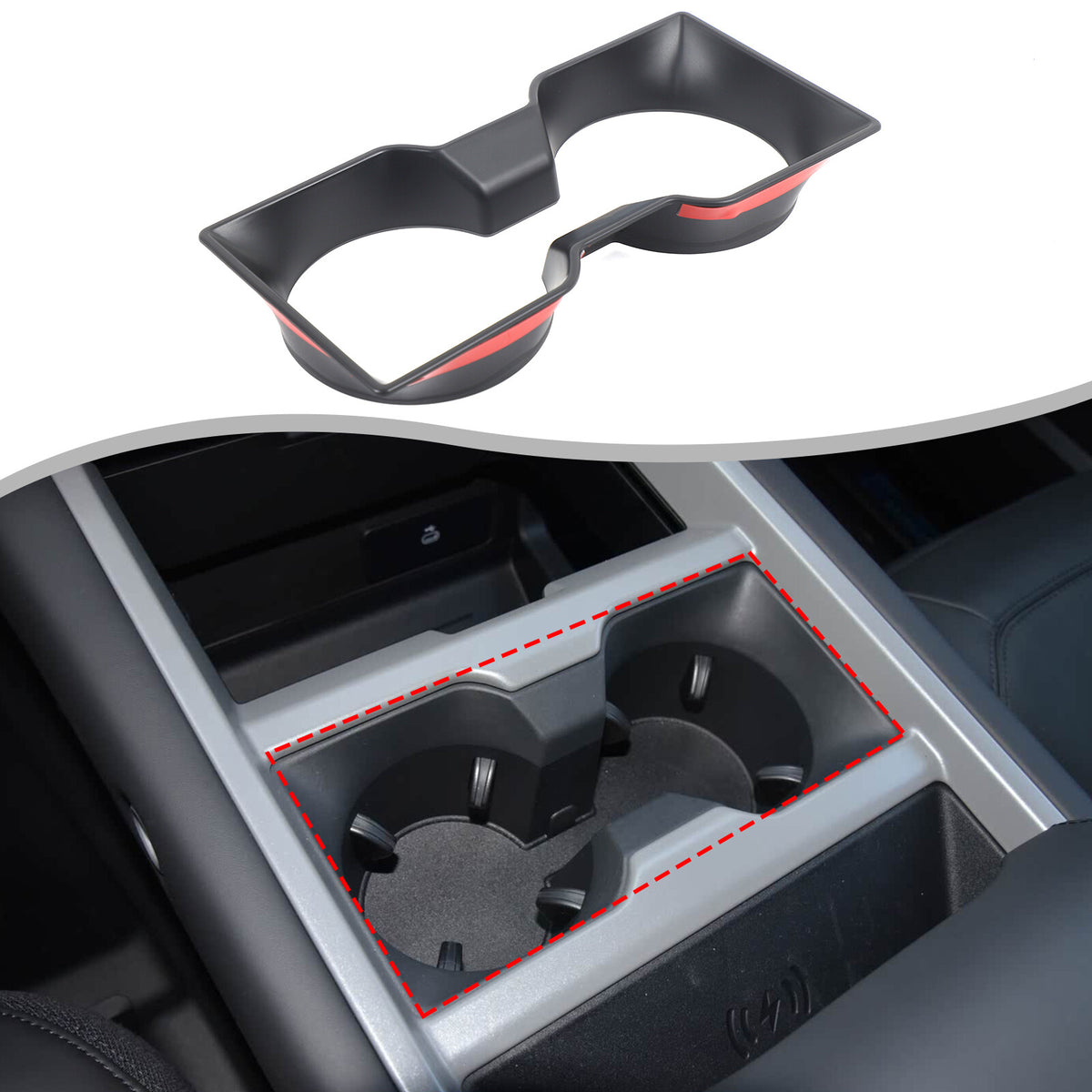 Matte Black ABS Center Console Cup Holder Trim For Land Rover Defender L663 25+ 1
