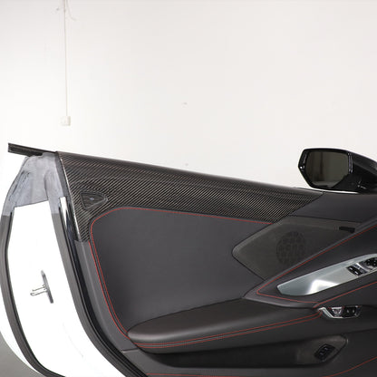 Real Carbon fiber Interior Door Upper Panel trim Cover For Corvette C8 20-26 US 7
