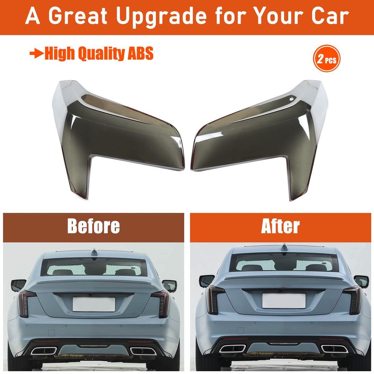 Smoke Black ABS Tail Light Lens Cover Overlay For Cadillac CT5 2020-2026 7