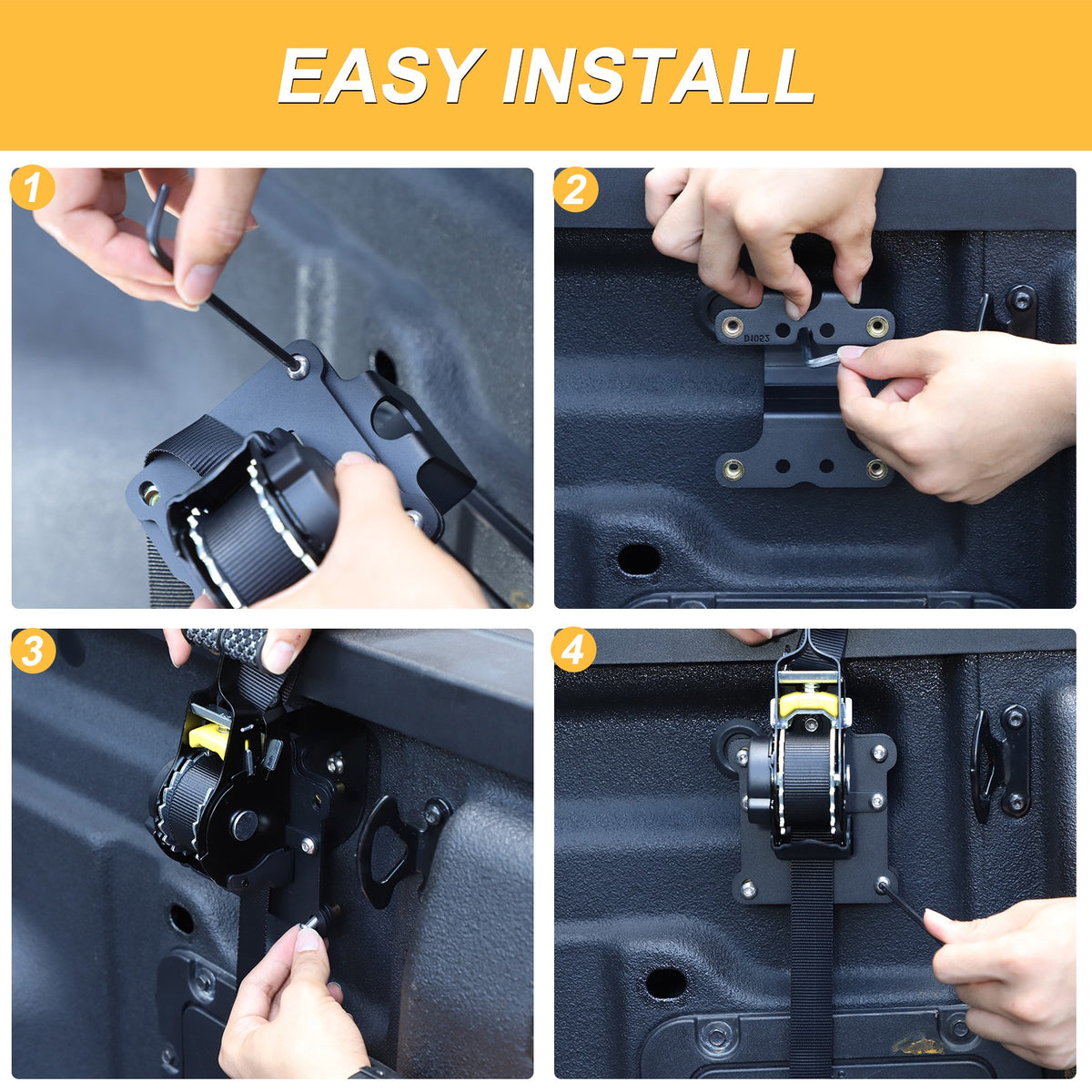 Truck Bed Retractable Ratchet Tie Down Straps Tightener For Ford Maverick 2022+ 14