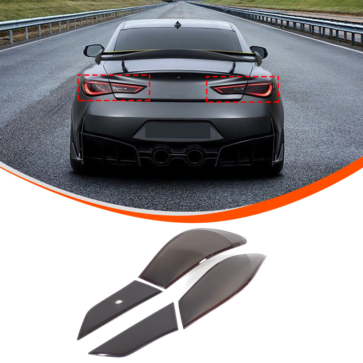 Smoked Black Rear Tail Light Guard Decor Cover Trim Bezel For Infiniti Q60 2016+ 3