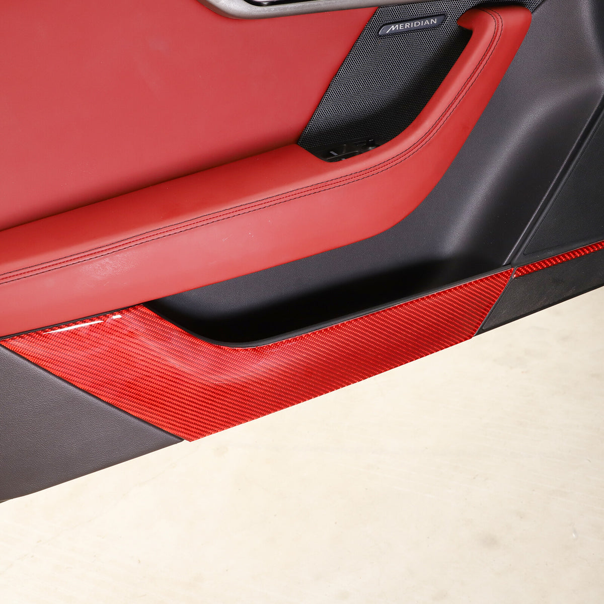 For Jaguar F-TYPE 2013-2022 Door Bottom anti-Kick Panel Trim Red Carbon Fiber 7