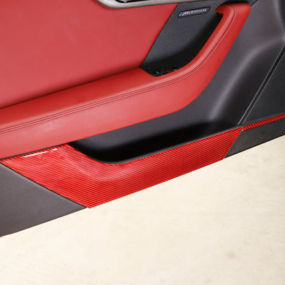 For Jaguar F-TYPE 2013-2022 Door Bottom anti-Kick Panel Trim Red Carbon Fiber 7