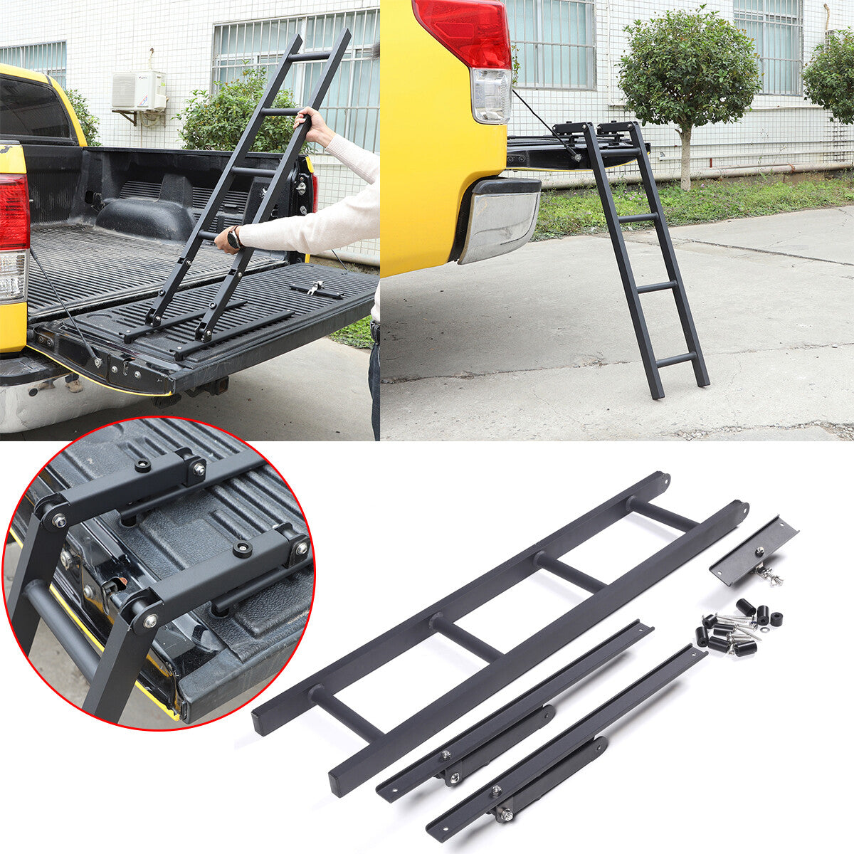 Black Alloy Truck Step Stair Tailgate Foot Ladder for TOYOTA TUNDRA 2007-2021 US 2