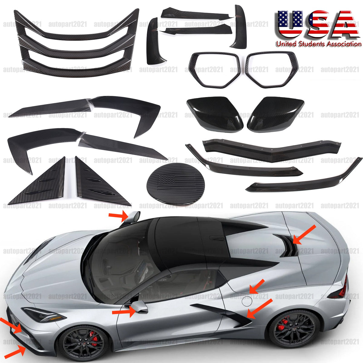 Car Exterior Decoration Cover Trim Kit Accessories For Corvette C8 Convertible - Styles 6-10 30