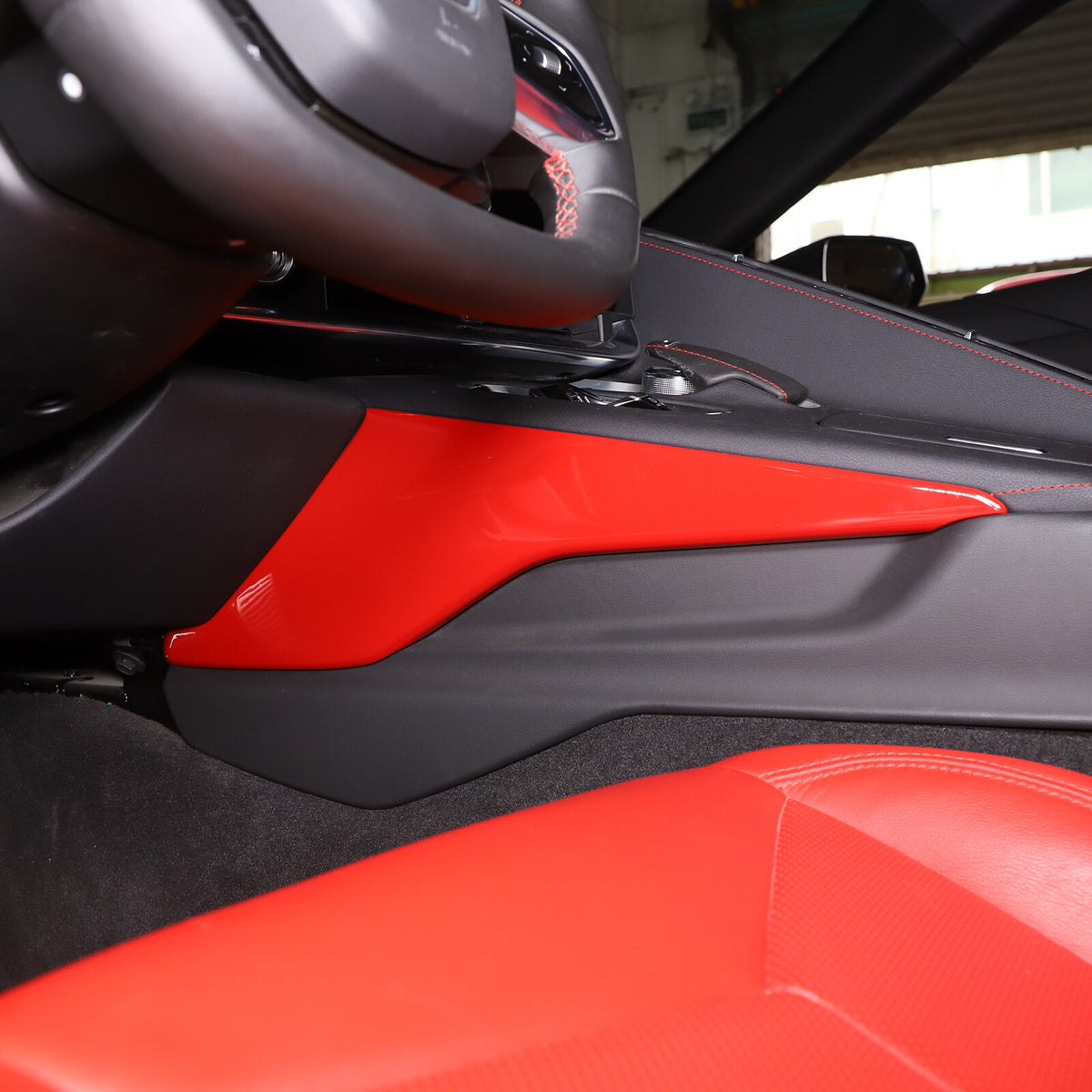 Red ABS Center Console Side Panel Trim Cover Fits For 2020-2025 Corvette C8 3