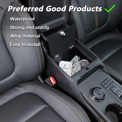 Center Console Safe GUN Armrest Storage Lock Box Tray For Ford Ranger T9 2023+ 20